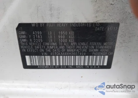 2017 Subaru Impreza 2.0I z USA, uszkodzony, nr VIN 4S3GKAA66H3607404